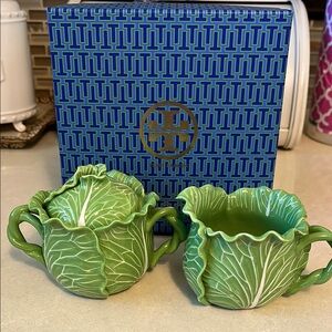 Tory Burch Green Leaf Design Cups